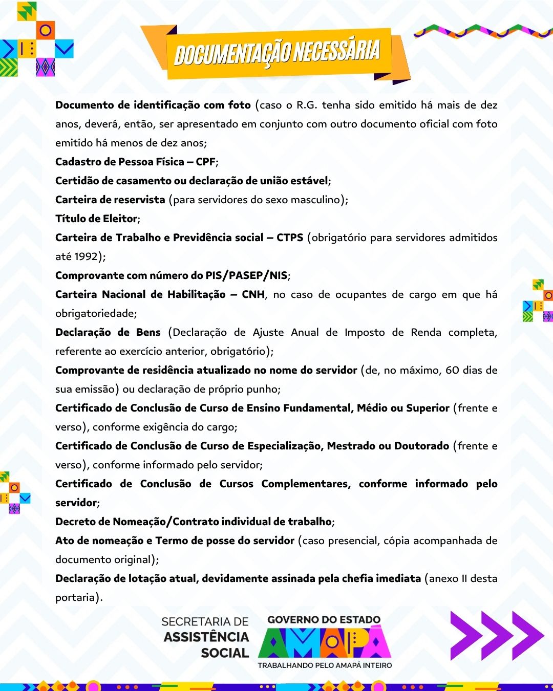 Documentação necessária