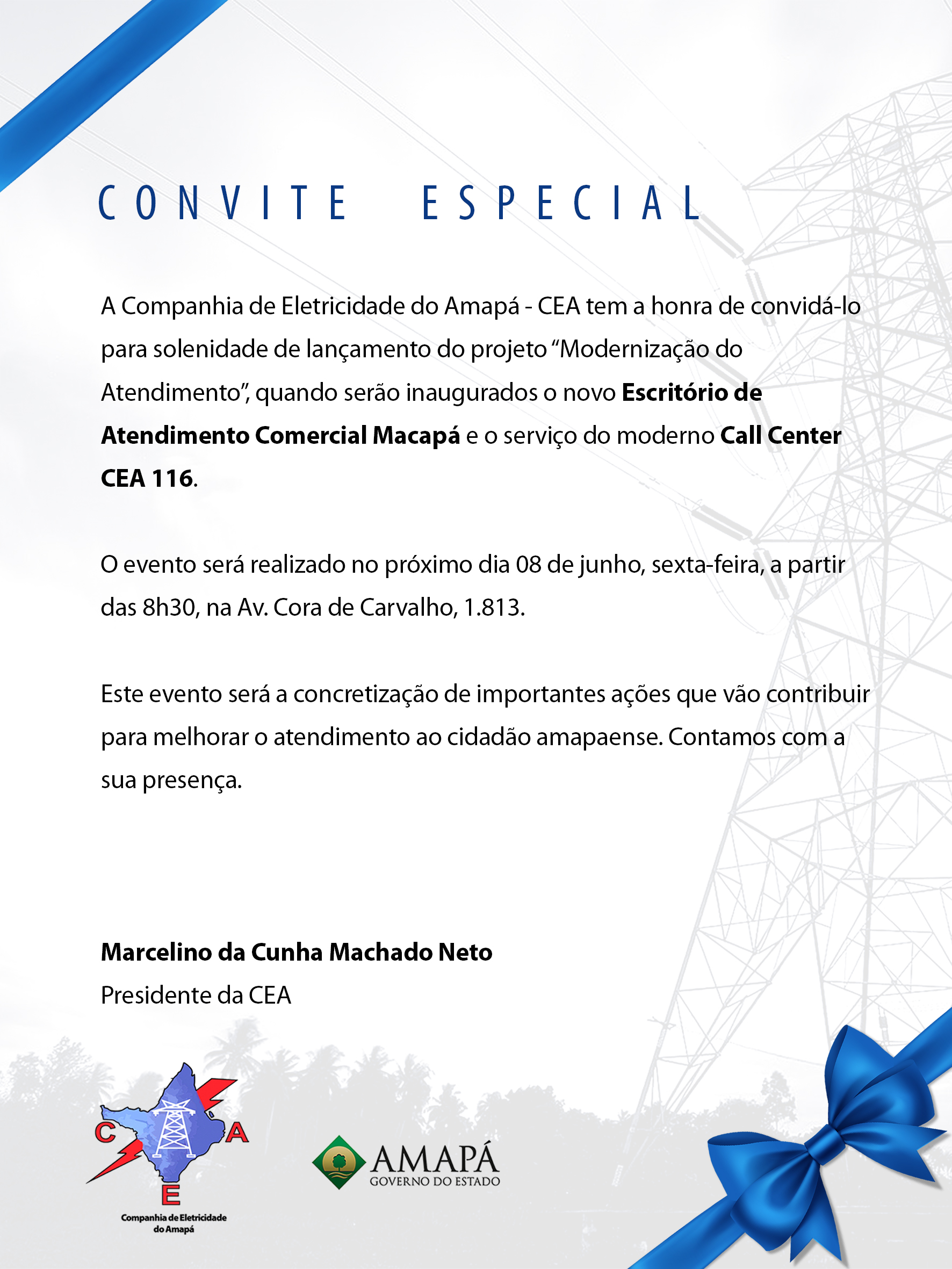 Convite CEA – Inauguração do no Atendimento Macapá