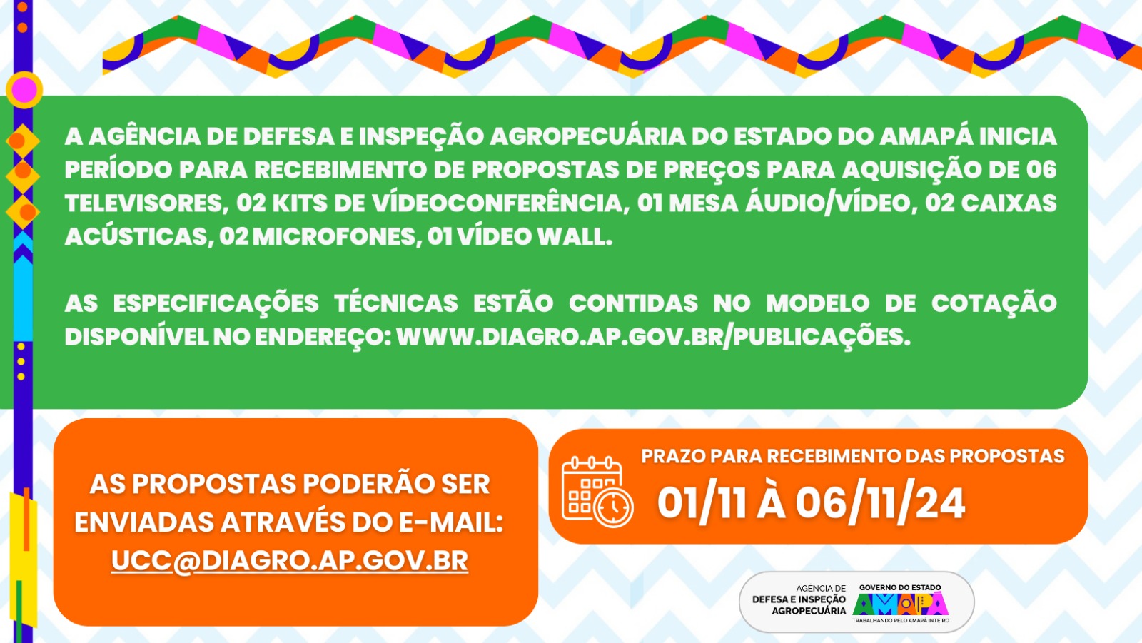 Recebimento de propostas para aquisição de equipamentos de áudio e vídeo