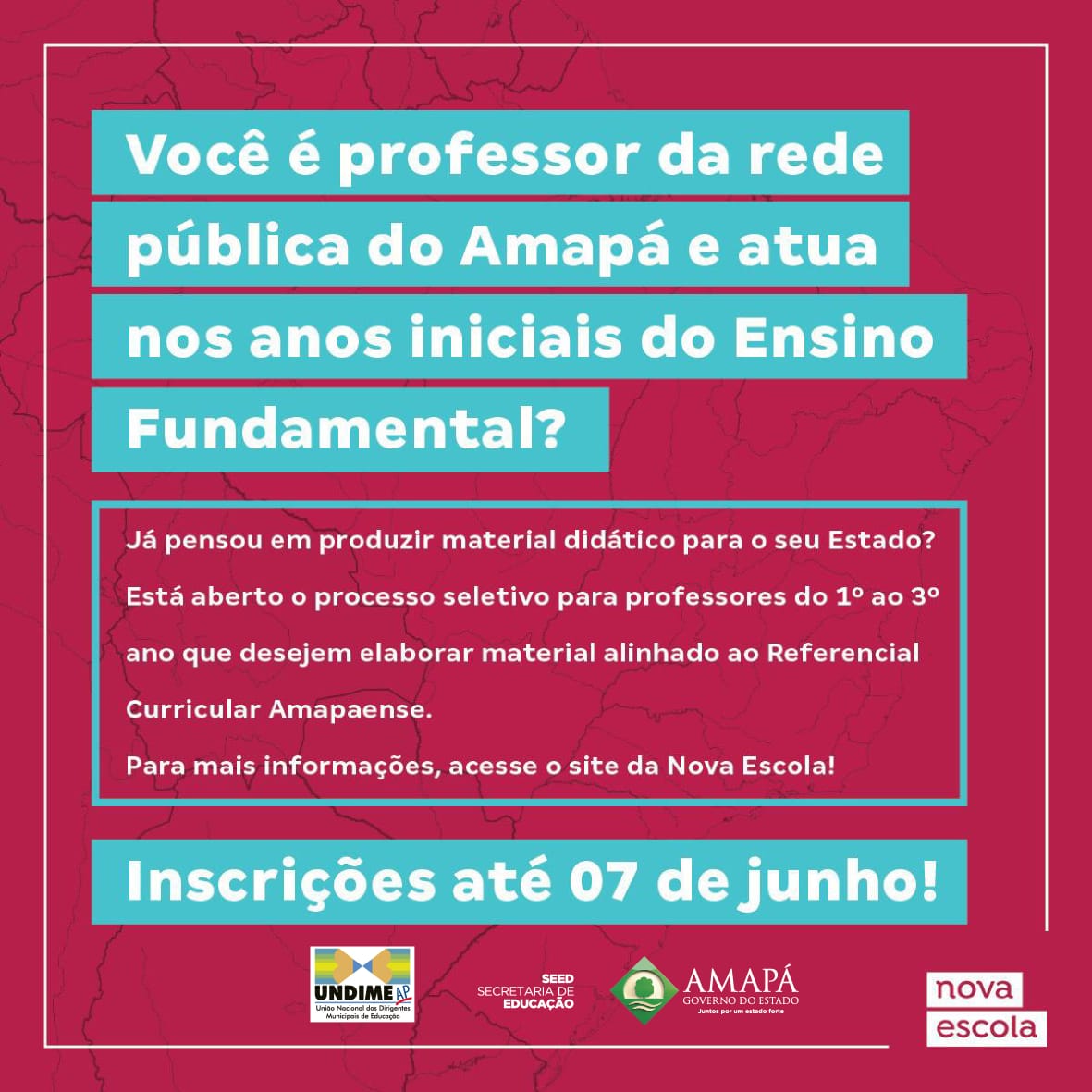 Seleção vai escolher professores do Amapá para produzir material didático do ensino fundamental