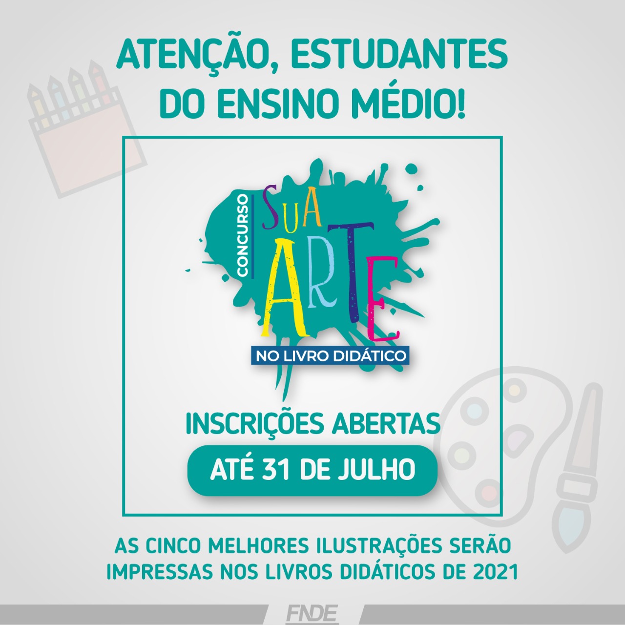 Sua Arte no Livro Didático: alunos do ensino médio da rede pública podem se inscrever no concurso