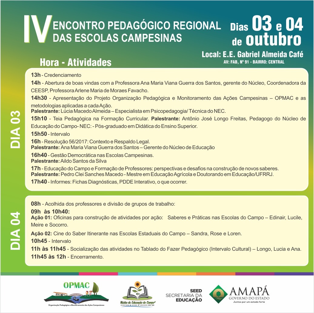 IV Encontro Pedagógico Regional das Escolas Campesinas