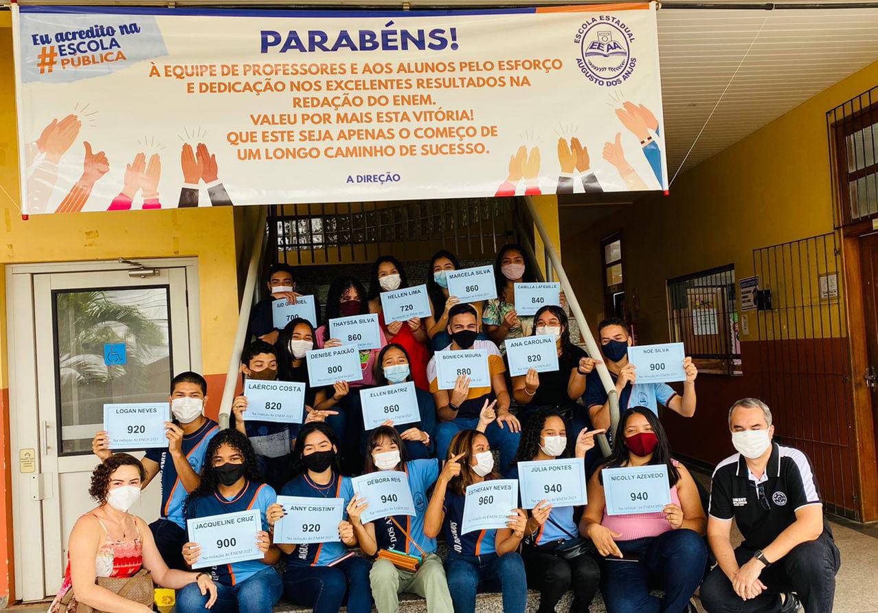 Estudantes da Escola Augusto dos Anjos alcançam notas entre 700 a 960 pontos no exame 2021