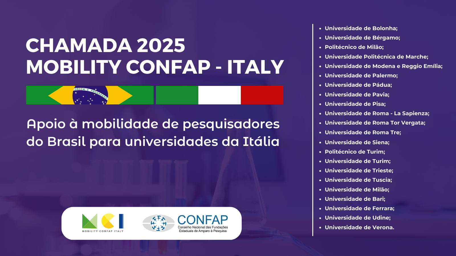 FAPEAP abre seleção para doutorado sanduíche na Itália por meio da Chamada Mobility Confap Italy 2025