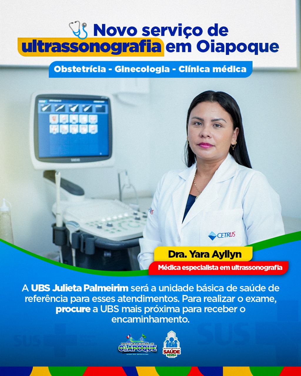 os atendimentos de ultrassonografia na UBS Julieta Palmeirim.