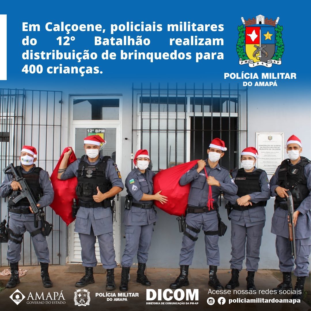 Em Calçoene, policiais militares do 12º Batalhão realizam distribuição de brinquedos para 400 crianças