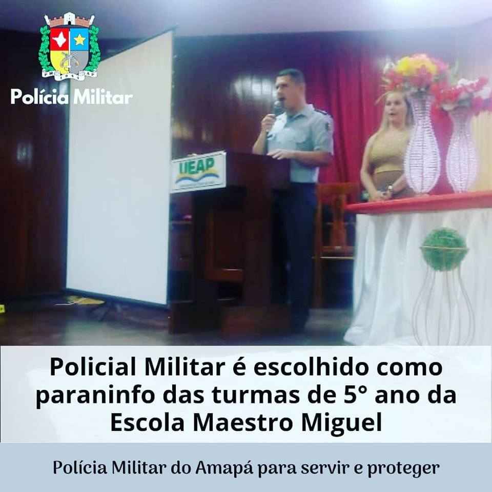 Policial Militar é escolhido paraninfo de turmas do 5º ano da Escola Maestro Miguel