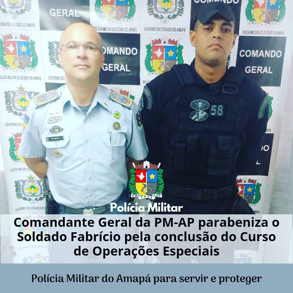 Comandante Geral da PM-AP parabeniza soldado pela conclusão do curso de operações especiais