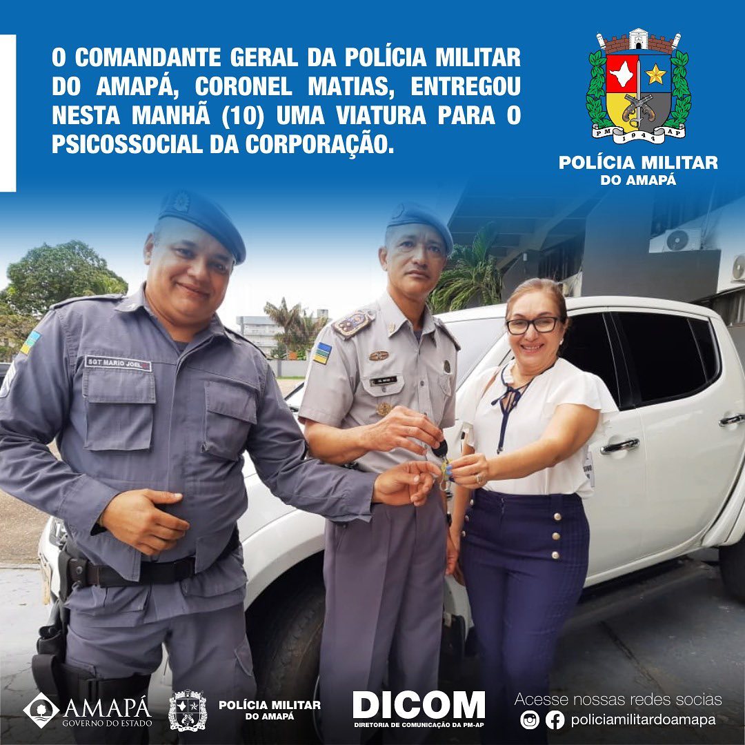 Comandante Geral da PM-AP entrega viatura para o Psicossocial da Corporação