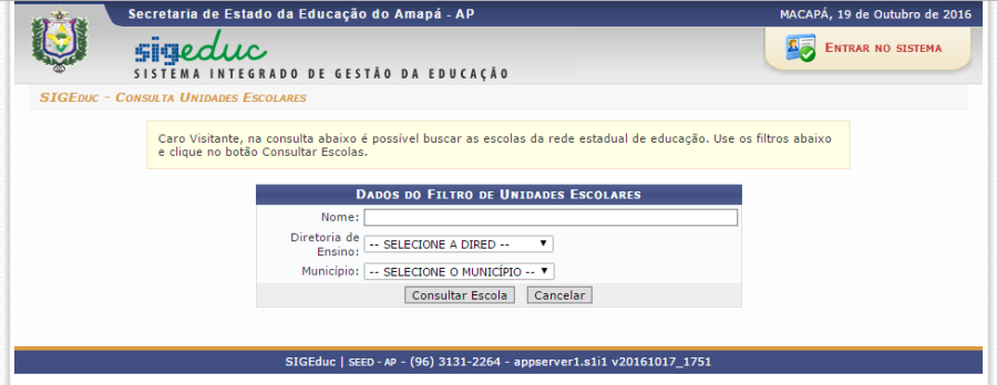Ferramenta online auxilia na busca de dados das unidades escolares