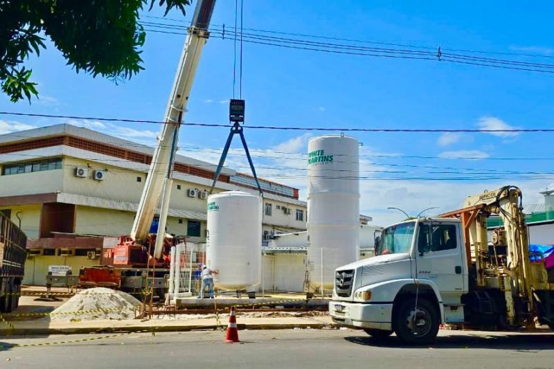 Governo do Amapá instala novos cilindros de gases medicinais para atender 40 leitos em construção do Hospital da Mulher Mãe Luzia