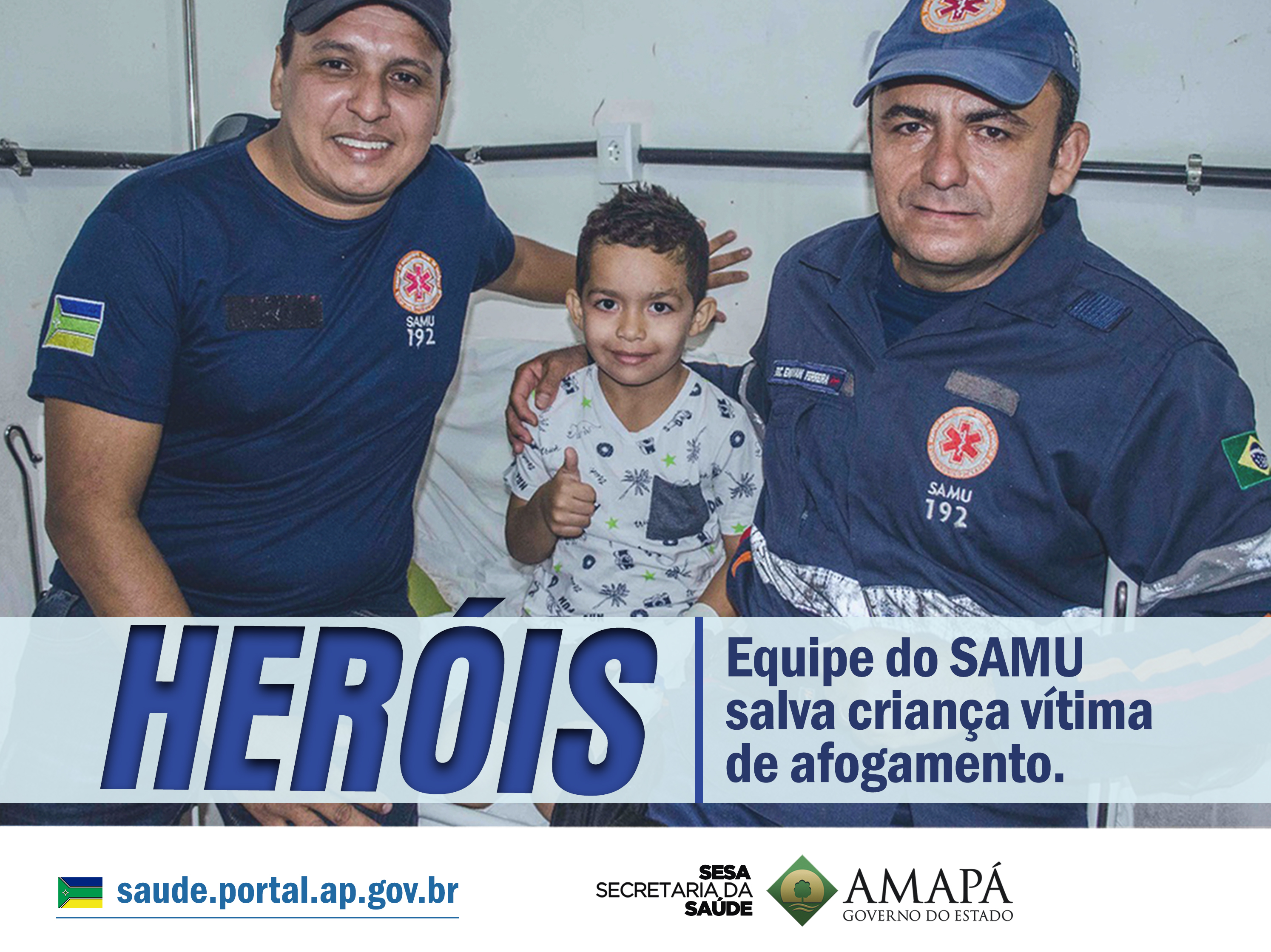 Ato heroico da equipe do SAMU salva criança vítima de afogamento