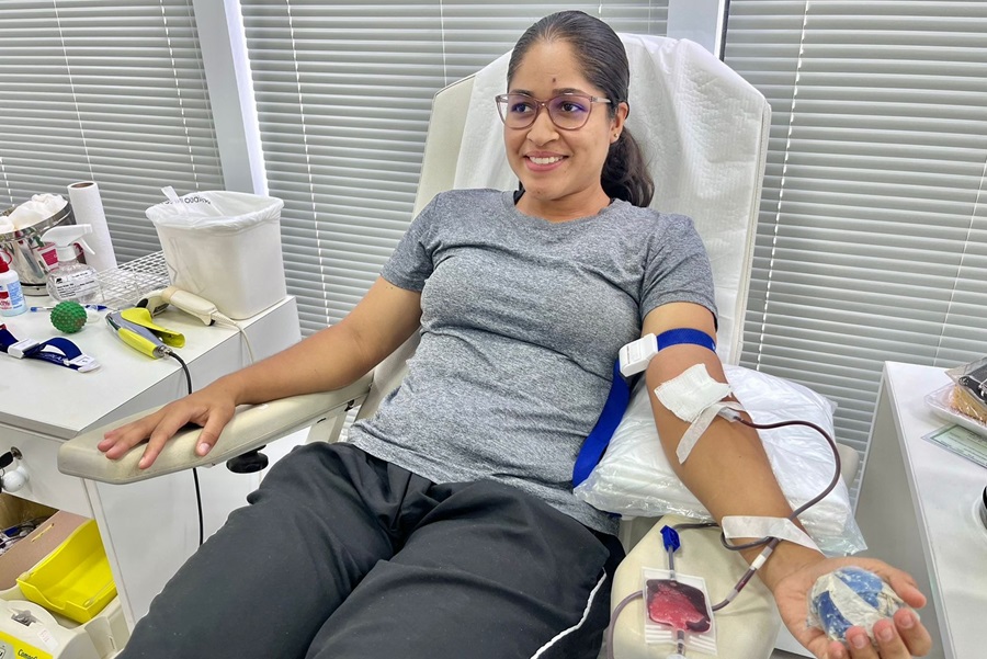 ‘É uma causa muito importante para salvar vidas’ diz jovem ao doar sangue pela primeira vez no Hemoap