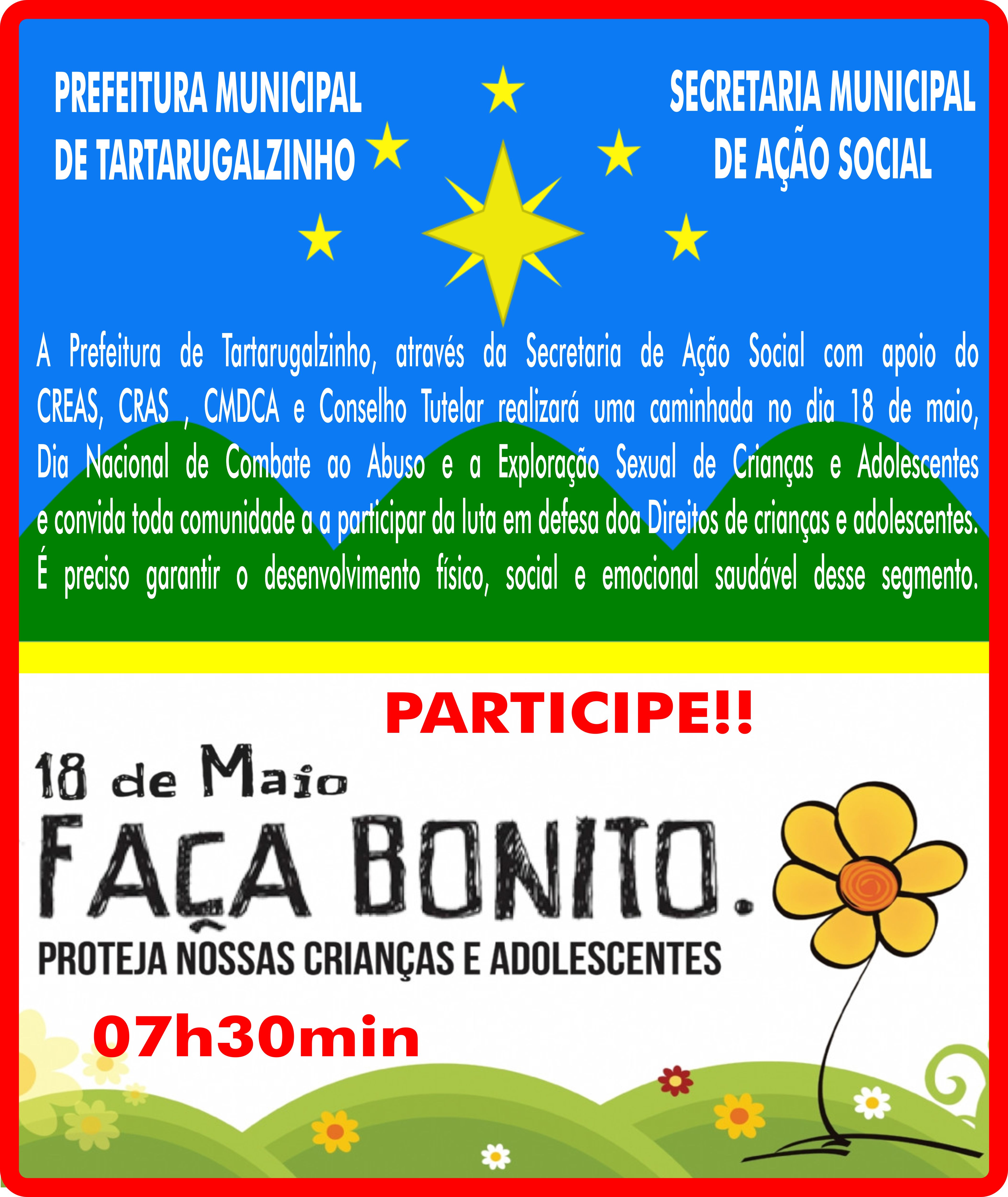 AÇÃO SOCIAL: CAMINHADA NO DIA 18 DE MAIO.