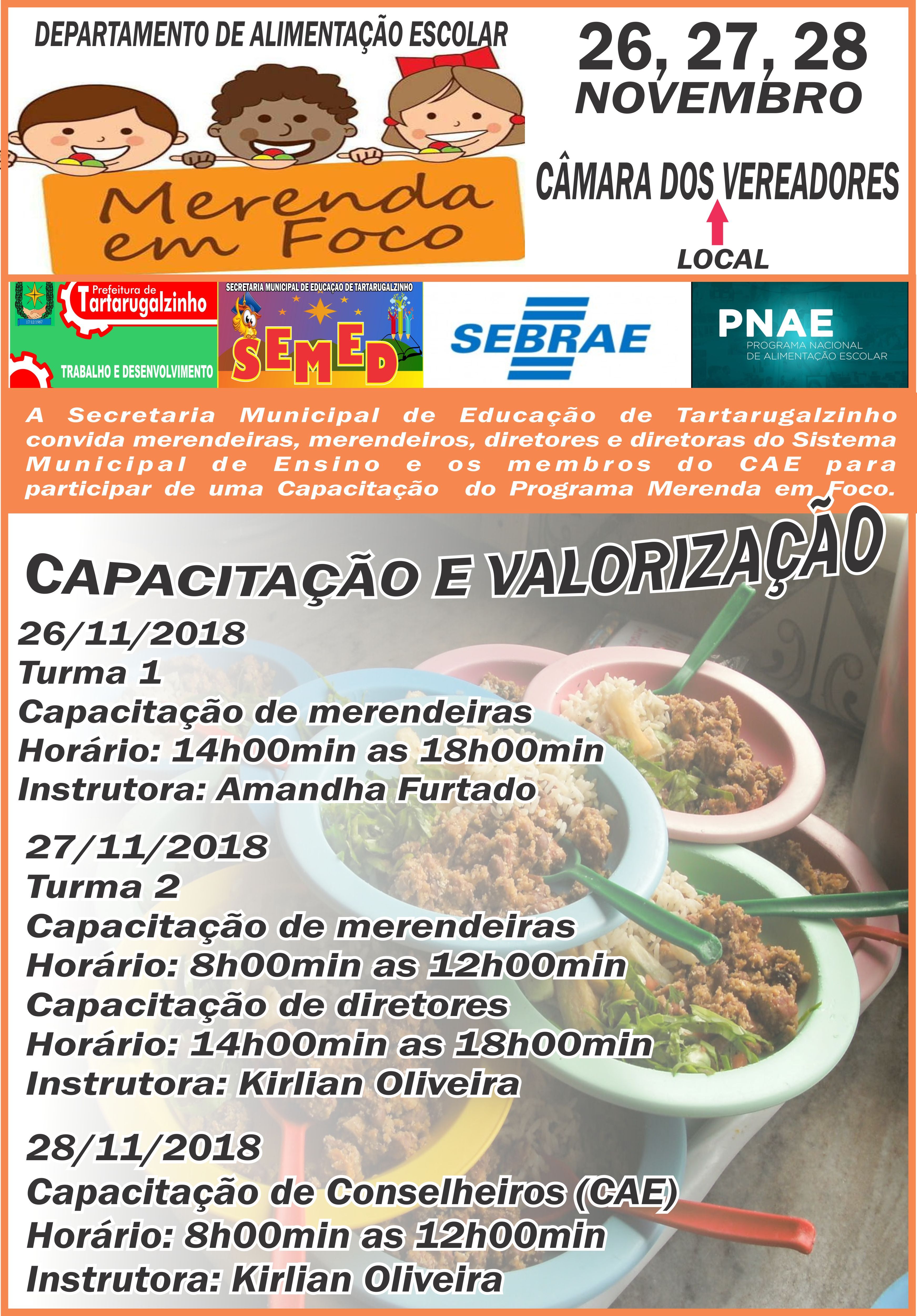 CAPACITAÇÃO DO PROGRAMA MERENDA EM FOCO NO MUNICÍPIO DE TARTARUGALZINHO
