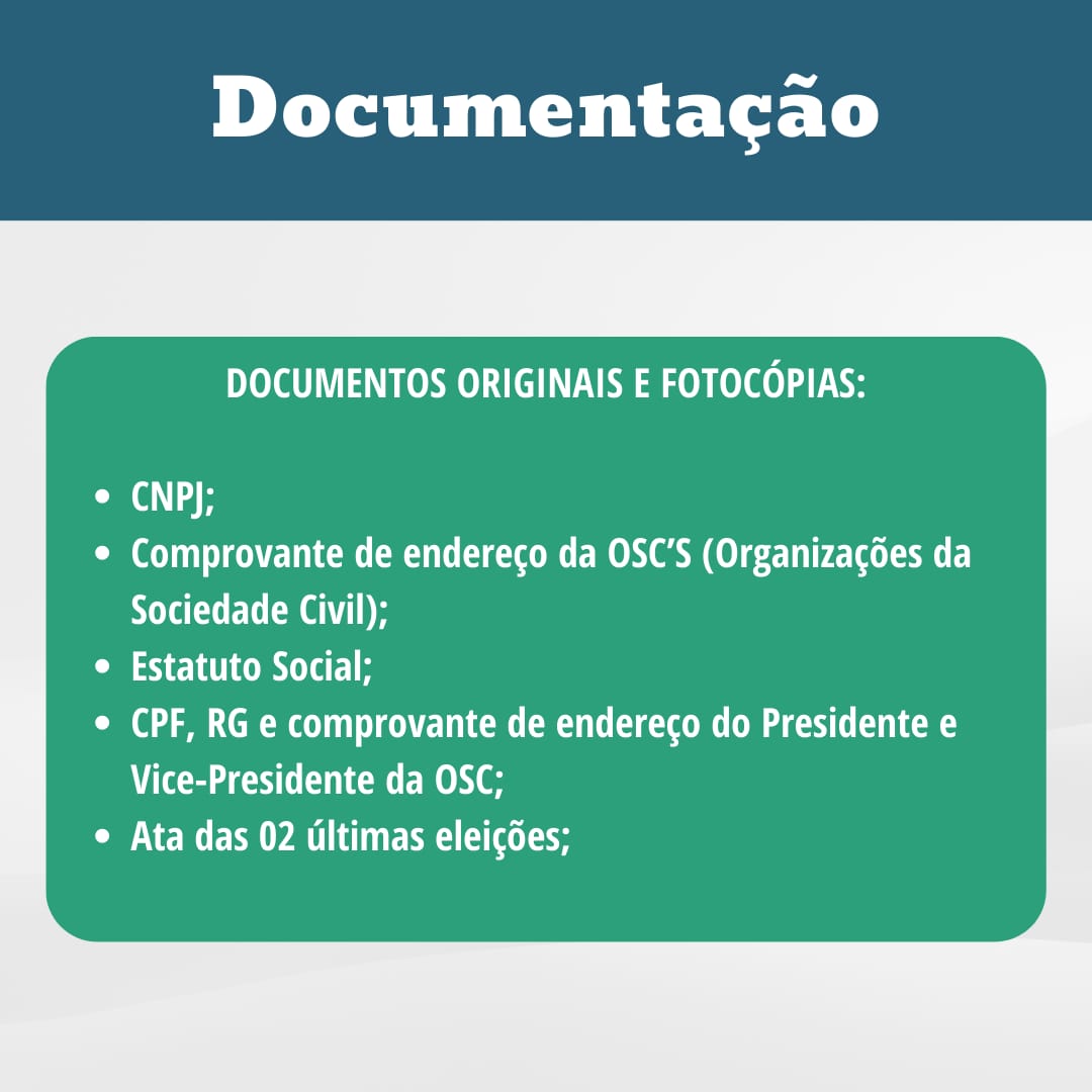 Documentação necessária