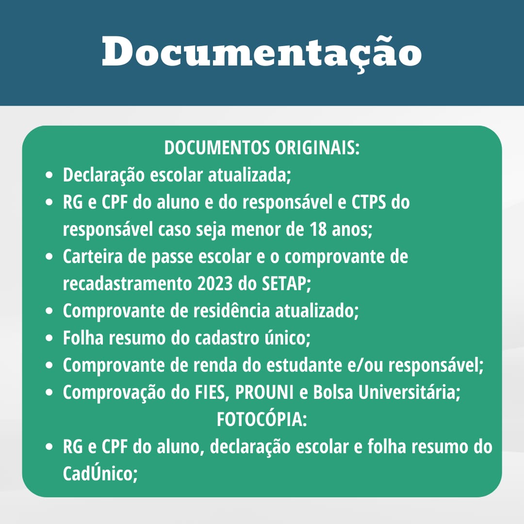 Documentação necessária