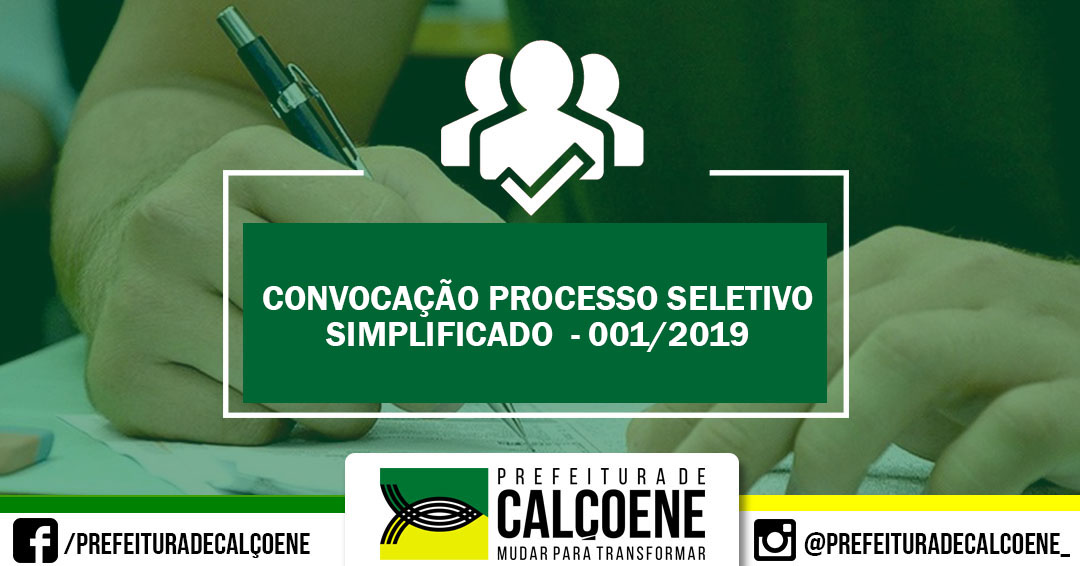 PROCESSO SELETIVO SIMPLIFICADO 001/2019
