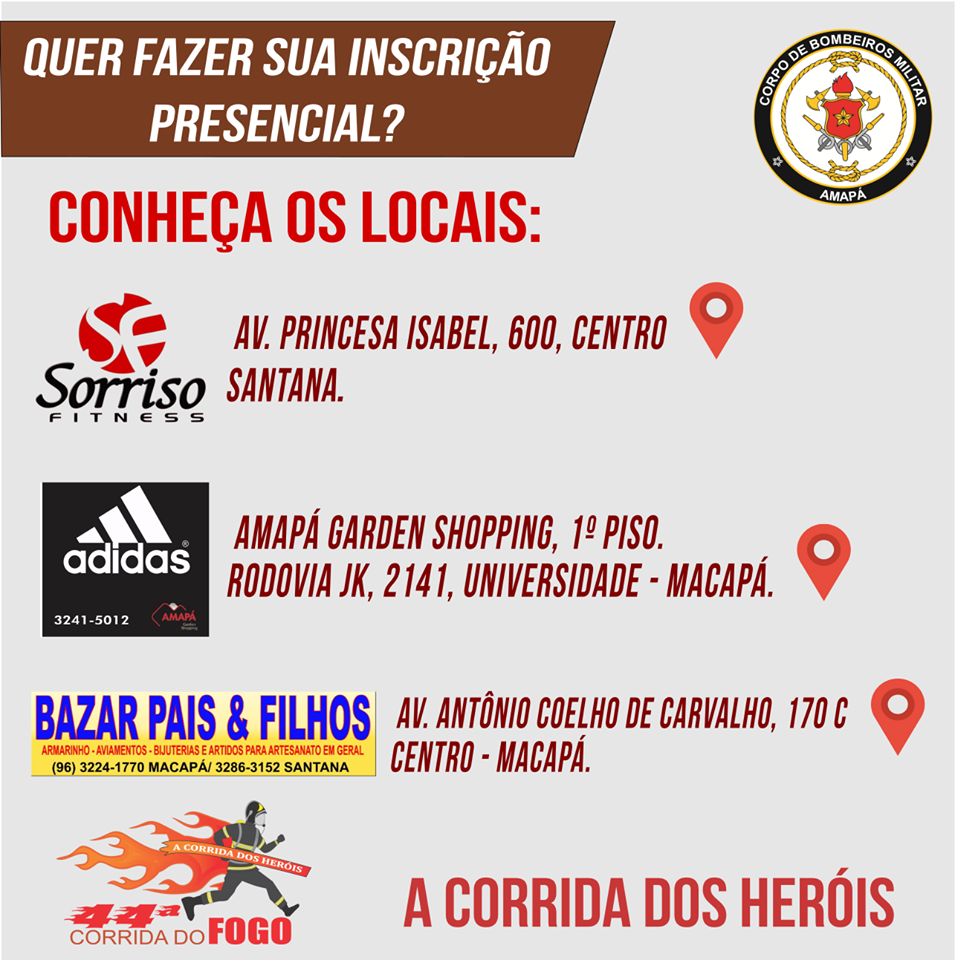 INSCRIÇÕES PRESENCIAIS CORRIDA DO FOGO