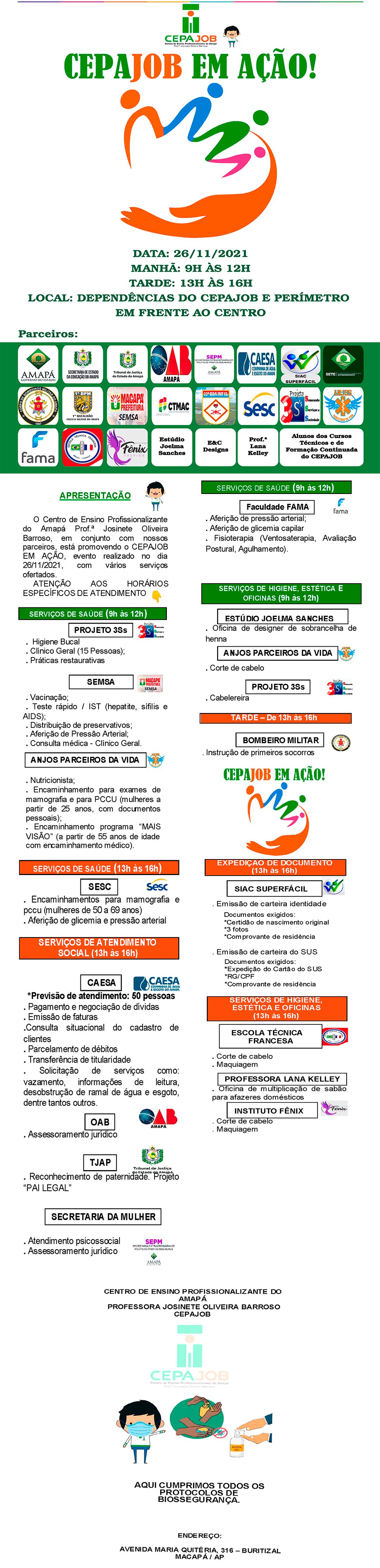 Convite ao CEPAJOB EM AÇÃO, dia 26/11/2021