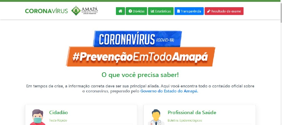 Governo do Amapá lança portal exclusivo com informações sobre o coronavírus