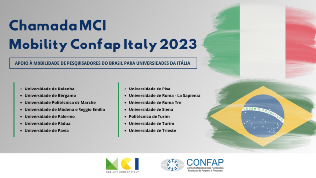 CONFAP lança chamada MCI 2023 de apoio à mobilidade de pesquisadores do Brasil para universidades da Itália