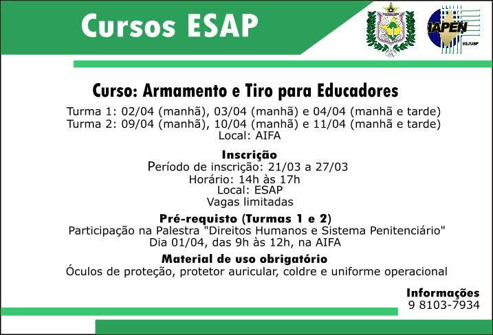 Educadores Penitenciários do IAPEN receberão treinamento de armamento e tiro