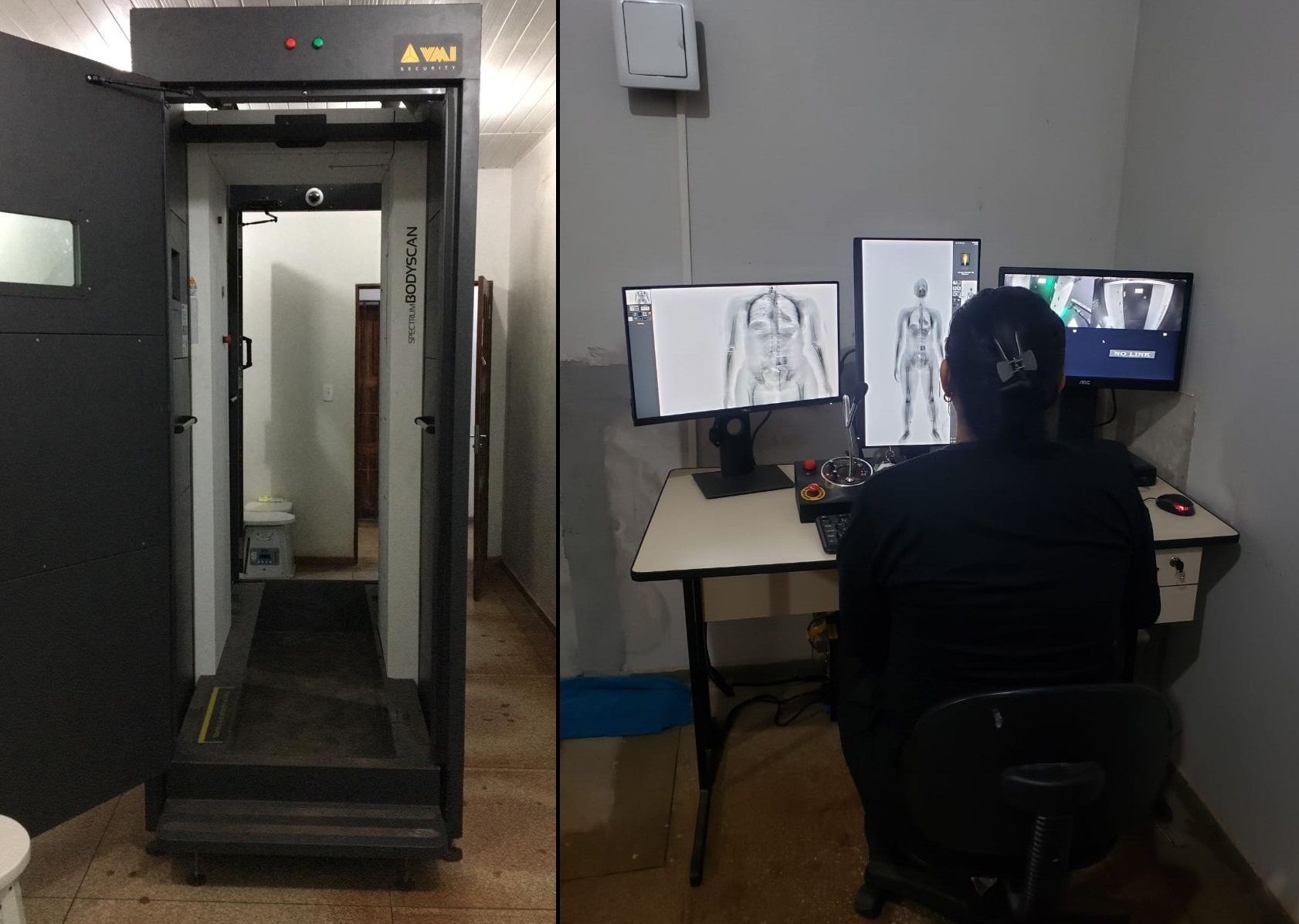 Testes com scanner corporal flagram mulheres tentando entrar com drogas no IAPEN
