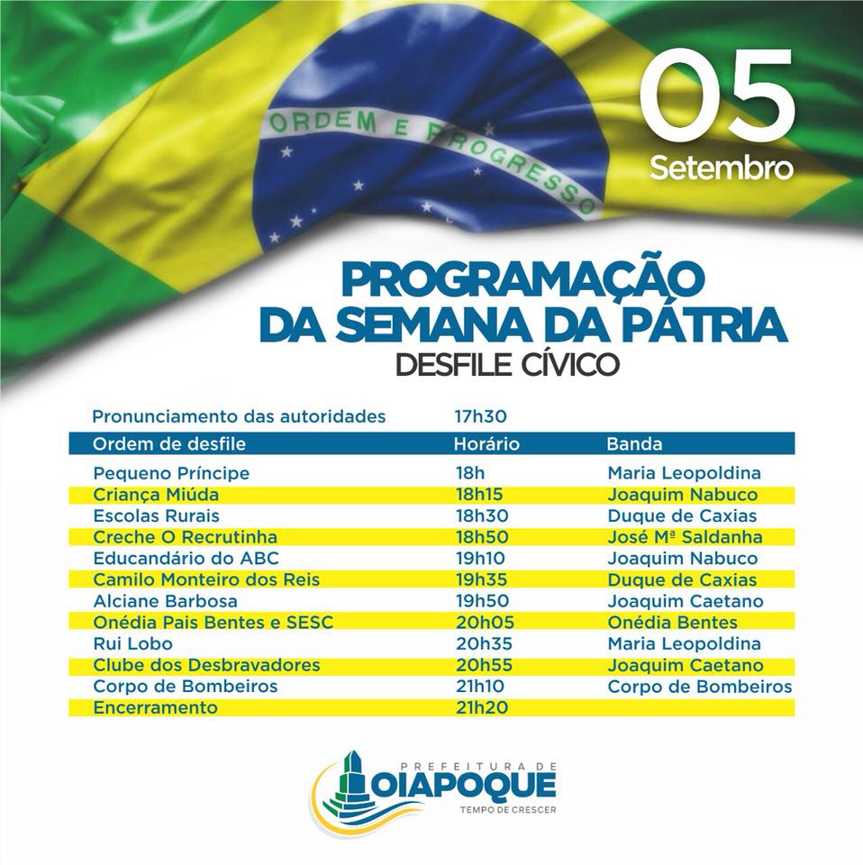 PROGRAMAÇÃO DA SEMANA DA PRATIA