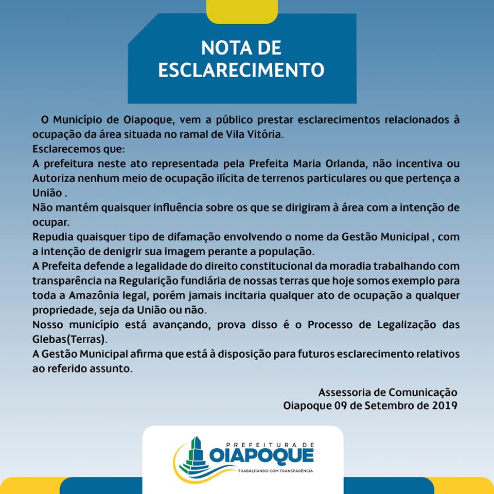 NOTA DE ESCLRARECIMENTO