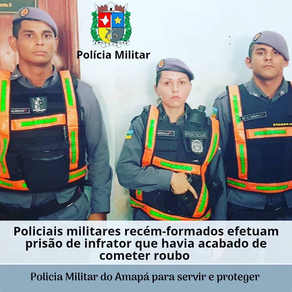 Policiais militares recém-formados efetuam prisão de infrator que acabara de cometer roubo