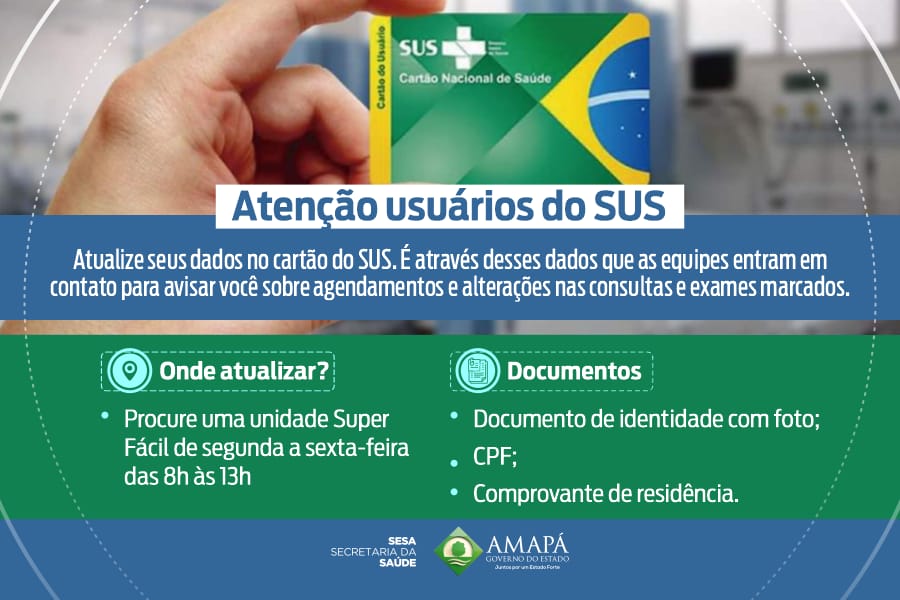 Cartão do SUS: Sesa alerta usuários a atualizarem informações de contato