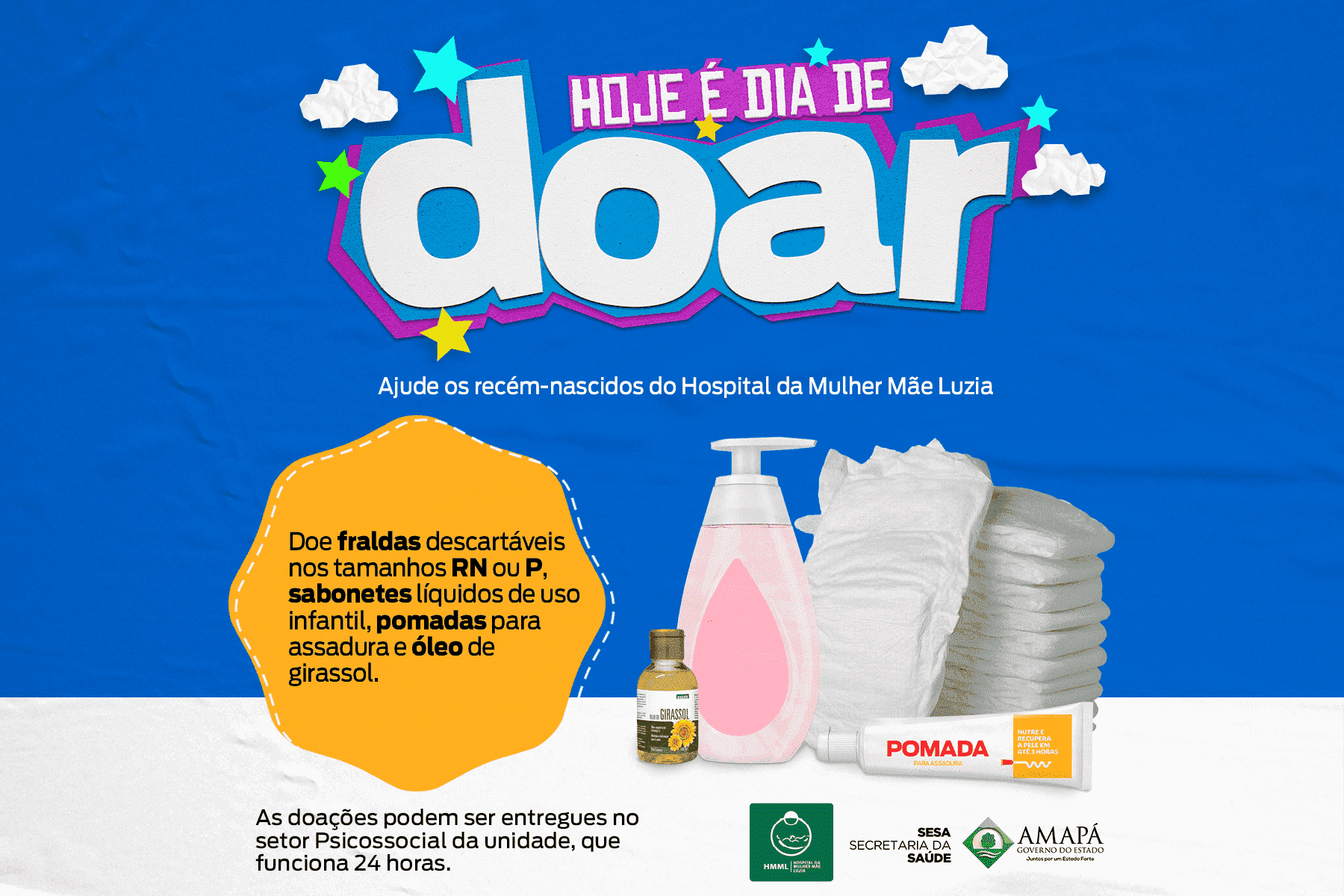 Servidores da maternidade realizam campanha de arrecadação de itens de higiene para bebês da UTINeo