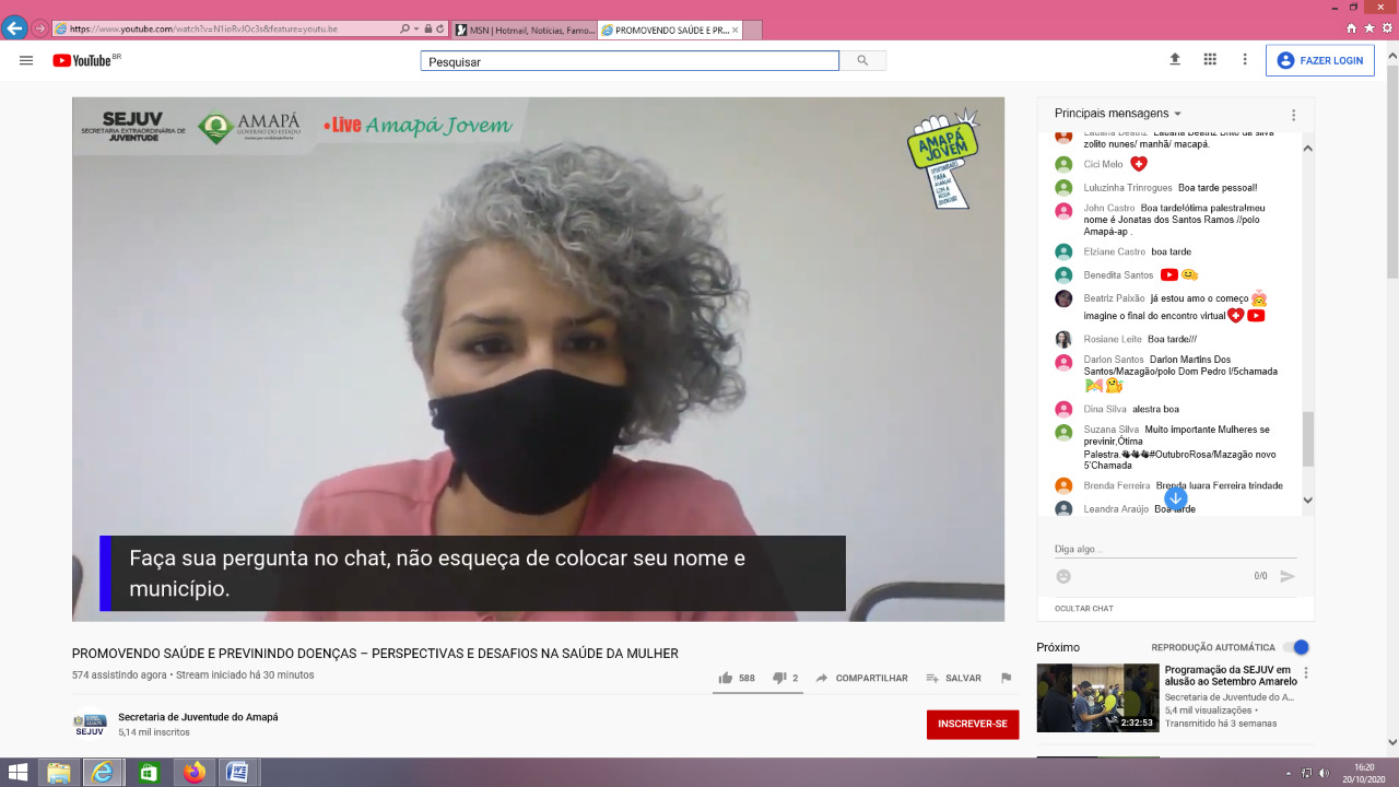 Outubro Rosa: Roda de conversa online conscientiza sobre adoção de hábitos saudáveis para prevenir doenças