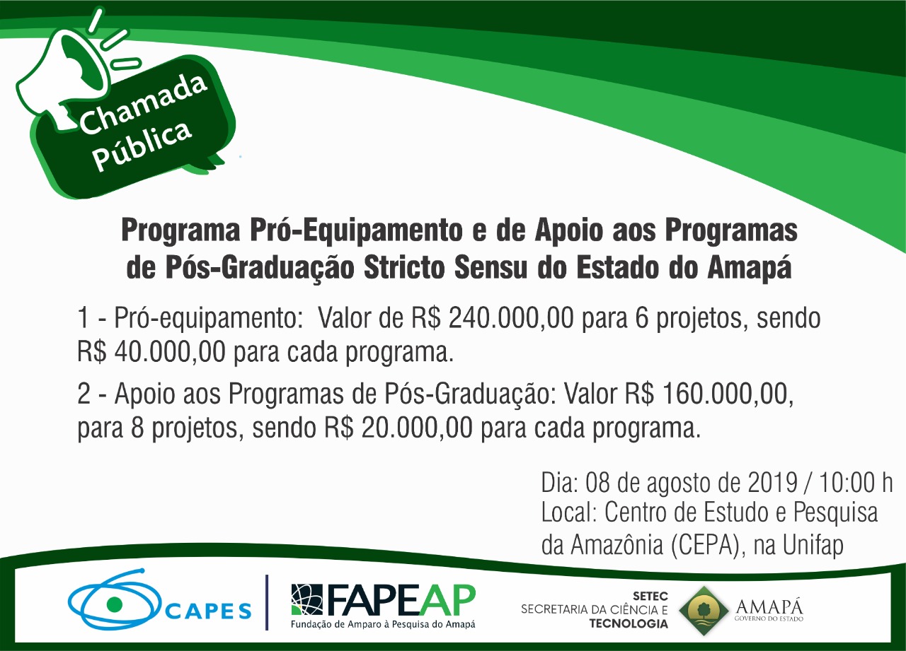 Amapá terá fomento de R$ 400 mil para incentivo à pesquisa e aquisição de equipamentos